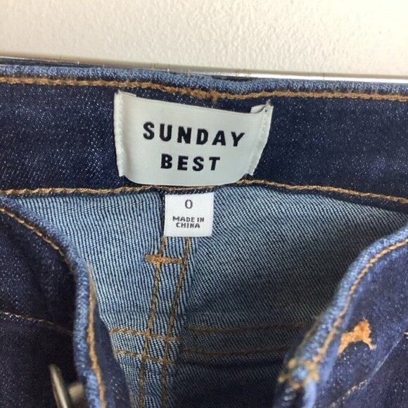 SUNDAY BEST LIGHTLY FLAIR LEG DARK DENIM JEANS 0 - Picture 7 of 11